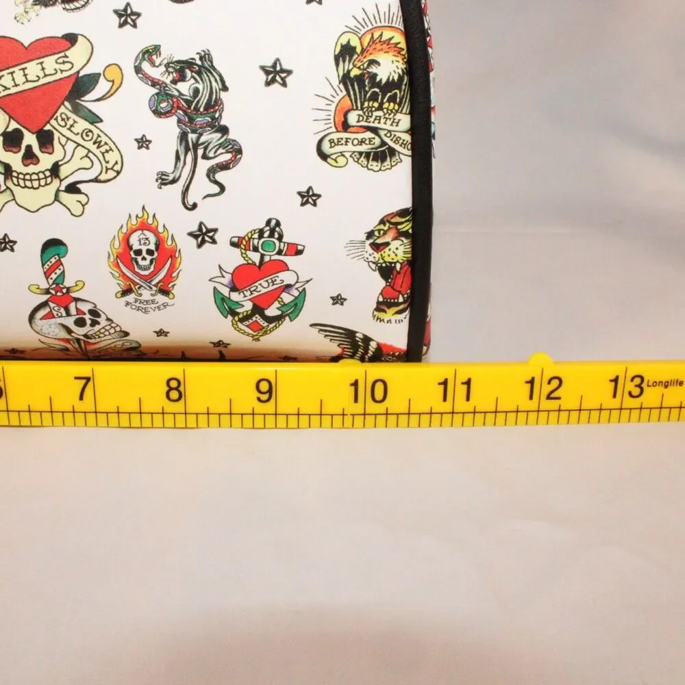 NWT Ed Hardy Insulated Lunch Tote Bag Satchel White Tattoo Flash Crossbody New